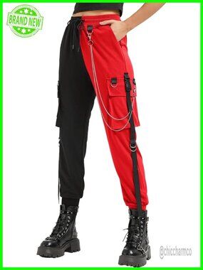 Cargo Pants for Women Techwear Loose Street Goth Pants with Chain